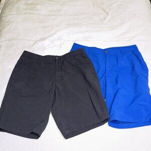 Lot of 2 Mens Under Armour Black Blue Performance Golf Shorts Size 36